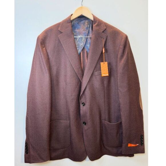 Tallia Sport Coat Men's Size 48L Brown Slim Fit Textured Wool Blend Workwear NWT - Picture 2 of 5